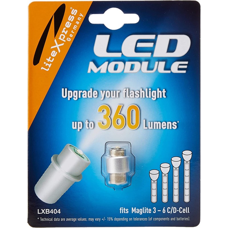 LiteXpress LED Upgrade 360 lumens pour Maglite 3 à 6 piles C ou D