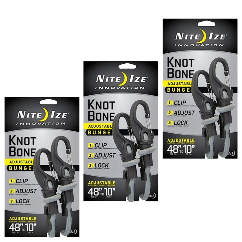 Nite Ize Lot de 3 Tendeurs réglable KnotBone - Extension de 25 à 122 cm